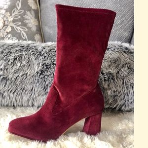 Sbicca Noelani Wine Corduroy Mid Calf Boot SZ 10